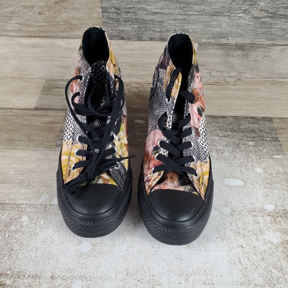 Converse Chuck Taylor All Star Womens Wedge Shoes Sz 7 Floral Sneakers Lift - Picture 2 of 10
